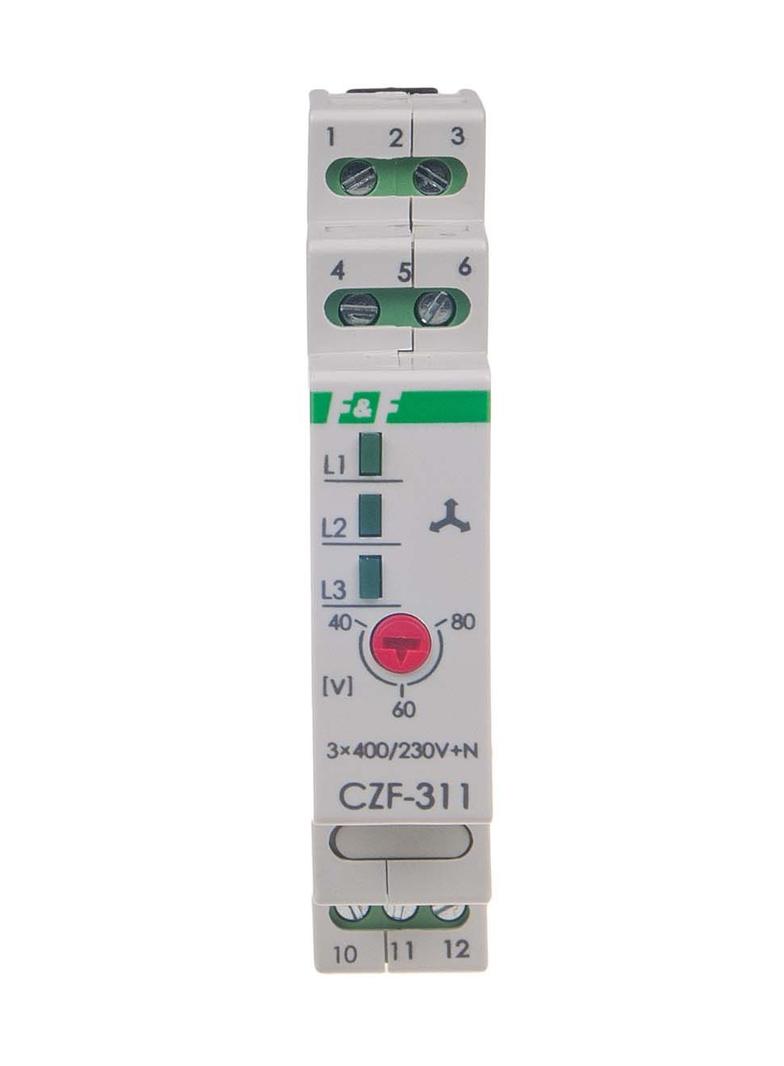 mikroprocesorowy czujnik zaniku i asymetrii faz z regulowanym progiem asymetrii napięcia, montaż na