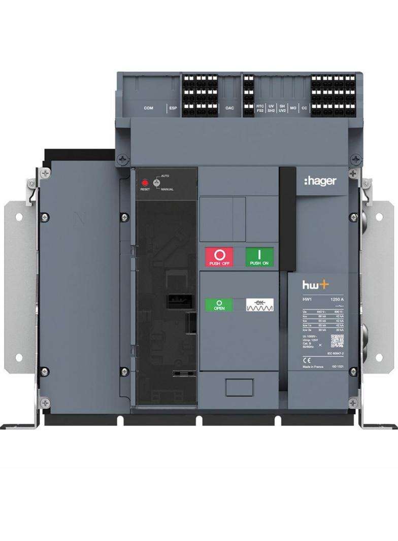 ACB HW1 66kA 1250A 4P Wyłącznik stacjonarny do wyzwalacza sentinel Energy HW1E412FE HAGER