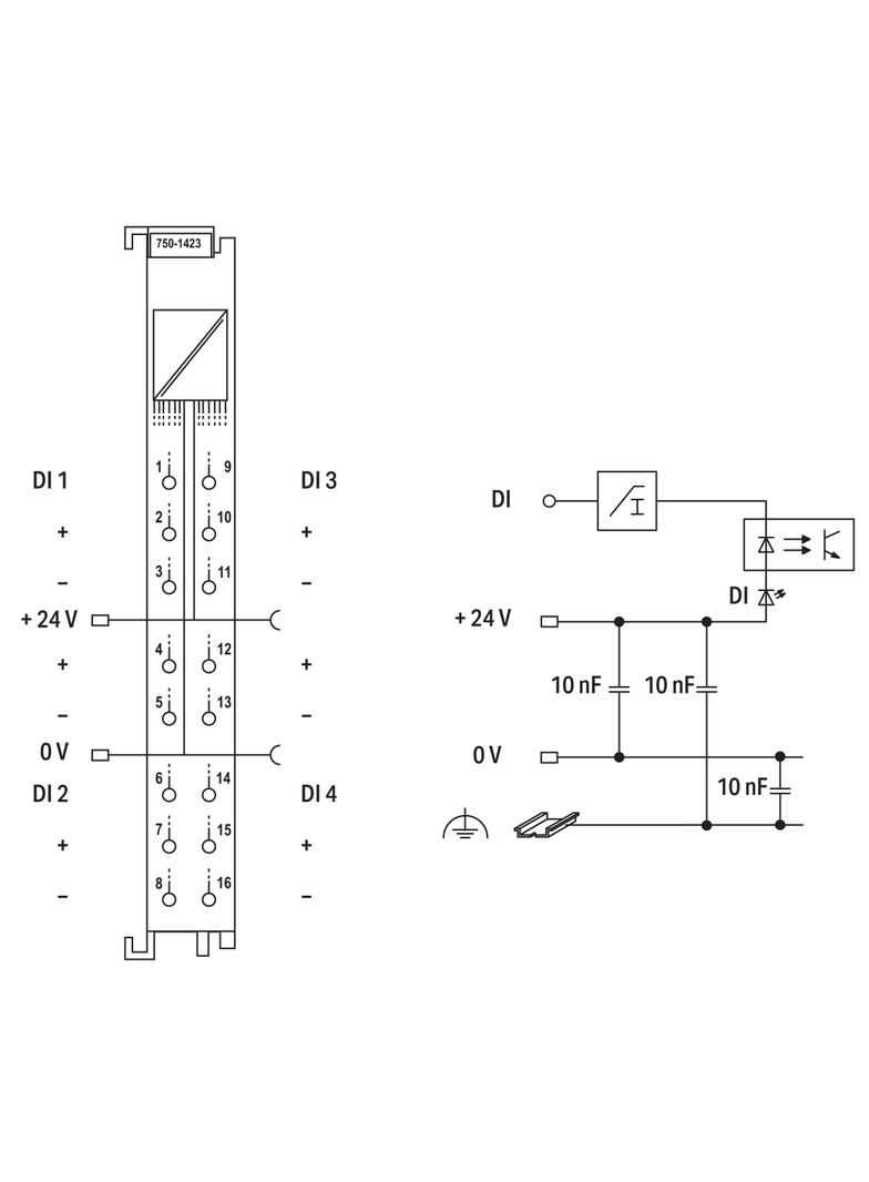 moduł 4DI 24V DC 0,2ms WAGO