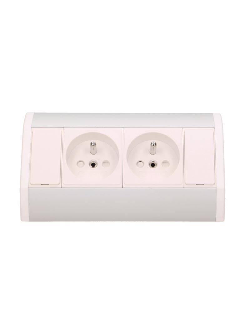 Gniazdo meblowe 2x2P+Z, biało-srebrne OR-GM-9005/W-G ORNO