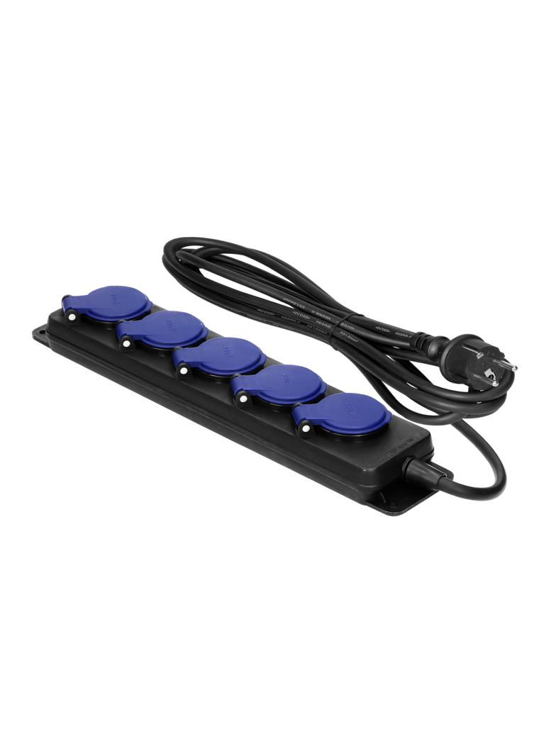 Przedłużacz warsztatowy bryzgoszczelny IP44, 5 gniazda 2P+Z IP44, przewód gumowy, H05RR-F 3x1,5mm2,