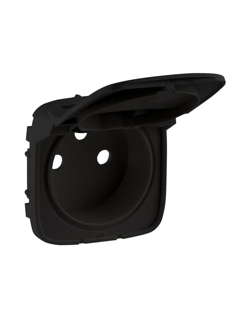 VALENA ALLURE - PLAKIETKA CZARNA GNIAZDA 2P+Z Z KALPKĄ, Legrand