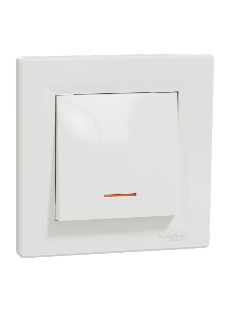 Asfora, łącznik 1-biegunowy, z podświetleniem, biały