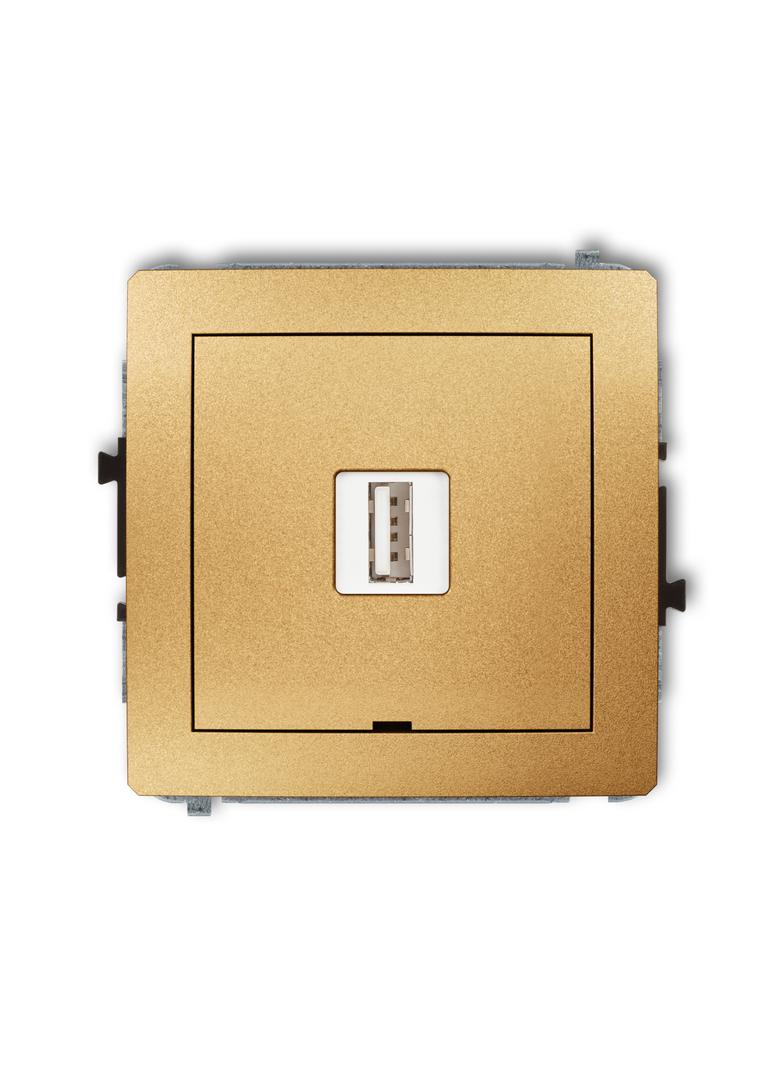 DECO Mechanizm ładowarki USB pojedynczej USB A, 5W max., 5V, 1A, bez pola opisowego złoty