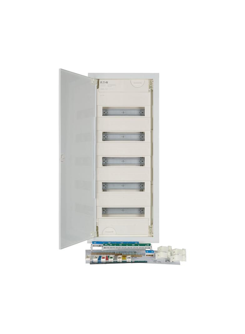 KLV-60UPS-F Rozdzielnica modułowa podtynkowa płaska 5x12+2 kl.II IP30 zawiera listwy N/PE 302414 EATON
