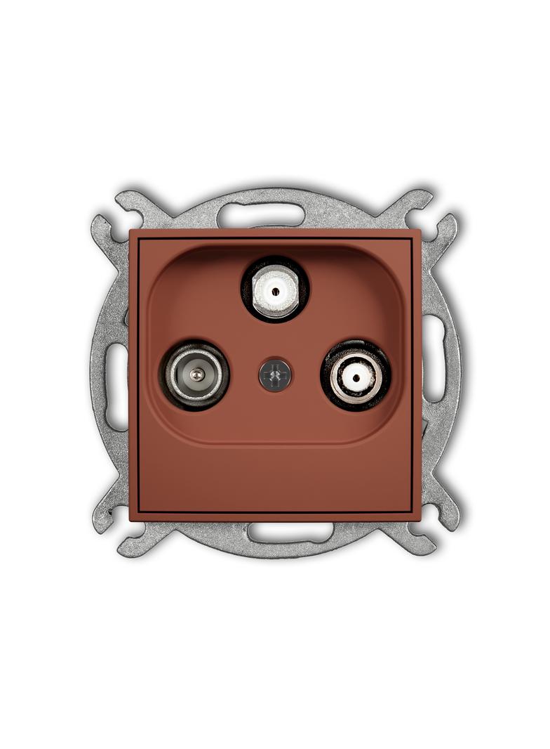 ICON Mechanizm gniazda abonenckiego 2 wyjścia SAT + TV terakota