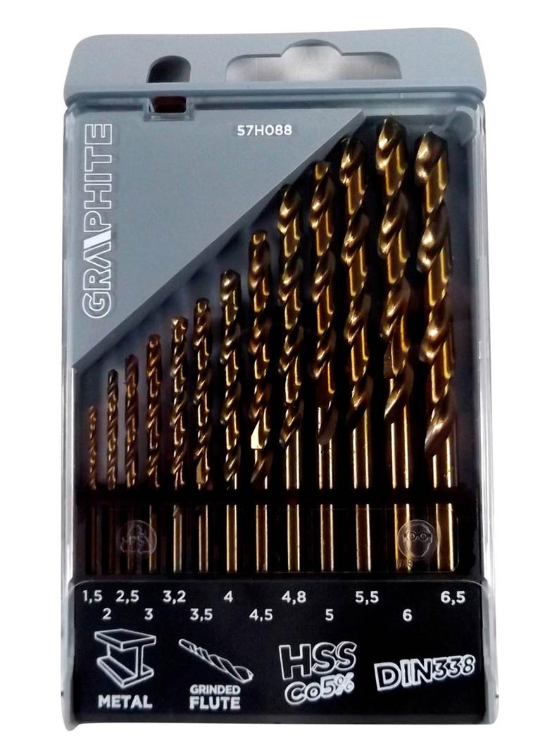 Wiertła do metalu HSS-Co 1.5-6.5 mm, zestaw 13 szt.