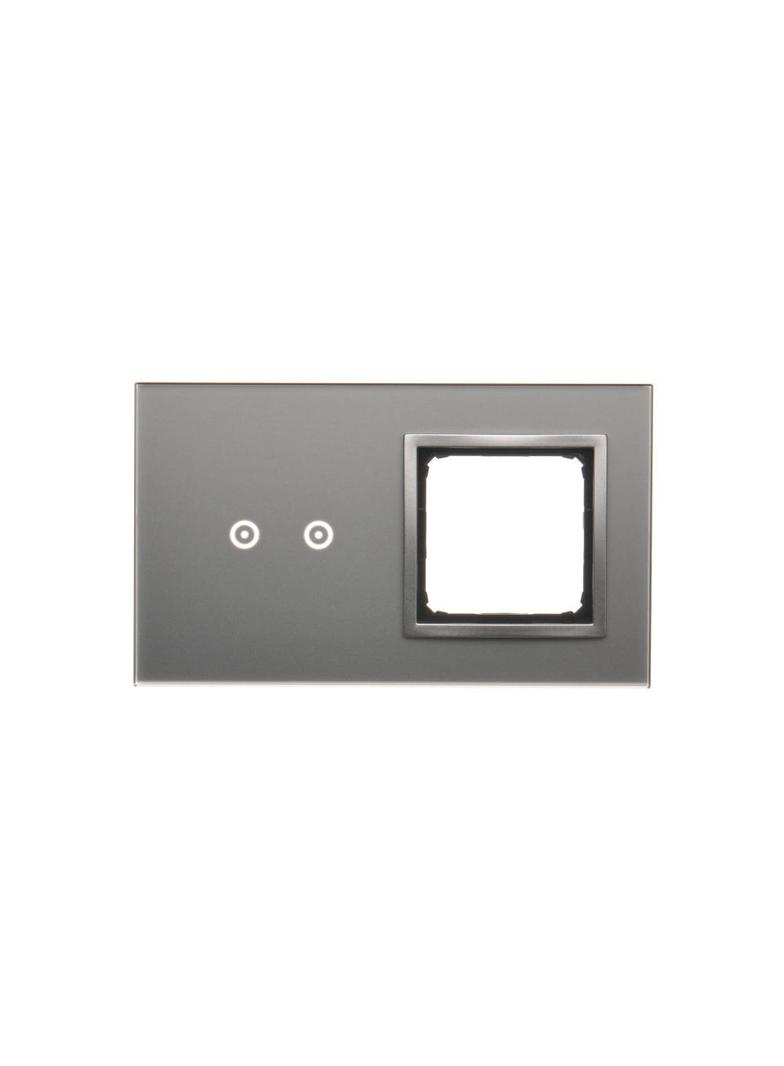 Simon 54 Touch Panel dotykowy S54 Touch 2 moduły 2 pola dotykowe poziome + 1 otwór na osprzęt S54 srebrna mgła DSTR220/71 KONTAKT
