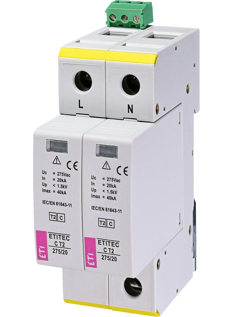 Ogranicznik przepięć T2 (C) TEC C T2 275/20 2+0 RC 002440398 ETI