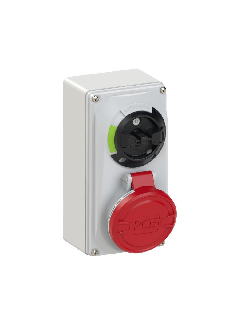 GNIAZDO Z WYŁĄCZNIKIEM 0-1 MAŁE BLOKADA MECHANICZNA 16A 400V 3P+Z+N IP44 IP44