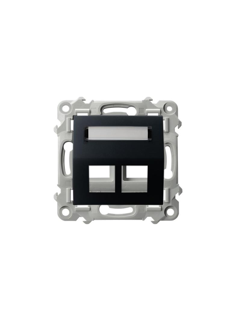 SZAFIR Obudowa gniazda podwójnego typu Keystone skośna - kolor czarny metalik