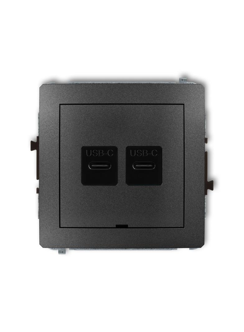 DECO Mechanizm ładowarki USB podwójnej 2xUSB C, 20W max., bez pola opisowego grafitowy
