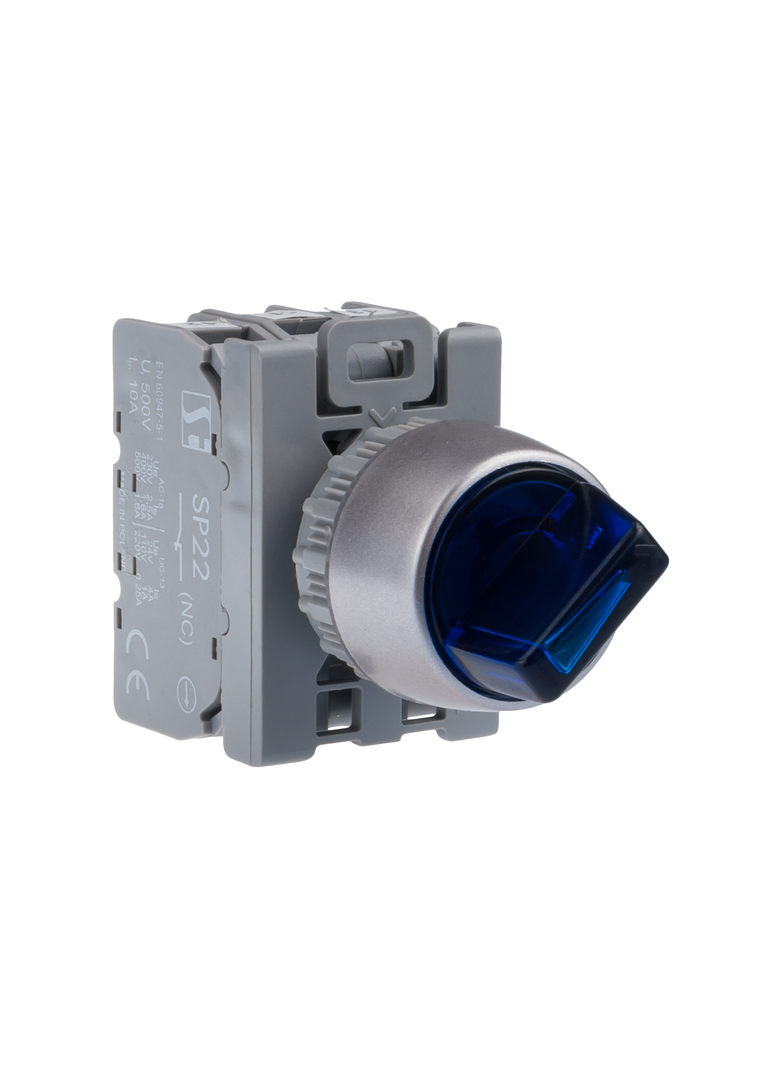 3-POŁ ŁĄCZNIK POKR ŻÓŁTY.2ZW SAM PIL PODŚW.24V AC/DC  PIERŚCIEŃ NIKLOWANY