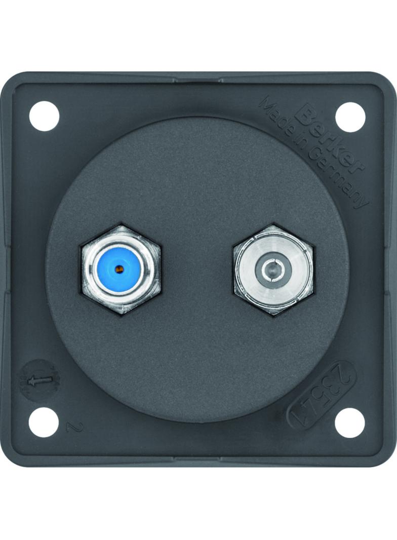 BERKER Integro Flow Gniazdo antracytenowe Radio/SAT z obudową nieekranowaną antracyt 945602505 HAGER