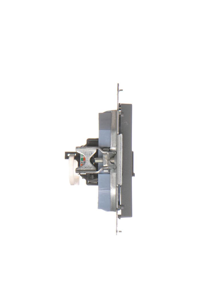 Simon 55 Gniazdo komputerowe pojedyncze RJ45 kategoria 6 z przesłoną przeciwkurzową Grafitowy mat