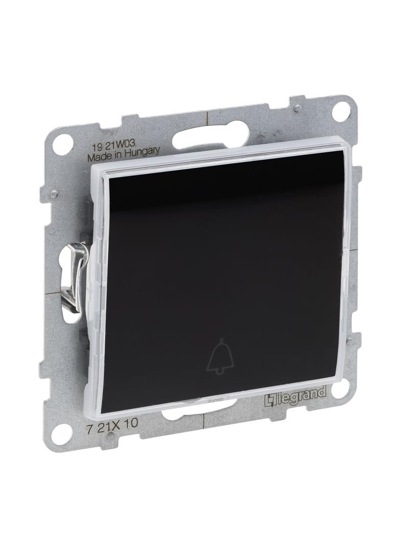 SUNO - Przycisk pojedynczy z podświetleniem - 6 A - 250 V~ - zaciski automatyczne, Czarny, Legrand