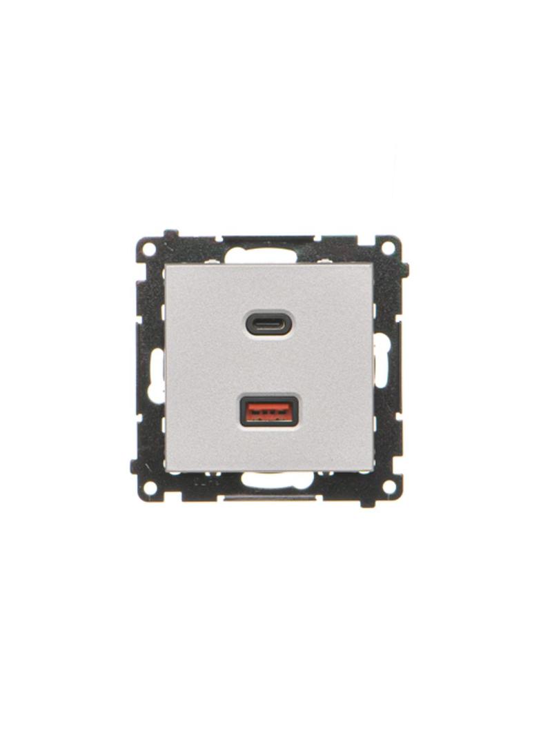 Simon 55 Ładowarka typ USB C+A 30W 230V aluminium mat TEC2CAQ.01/143 KONTAKT