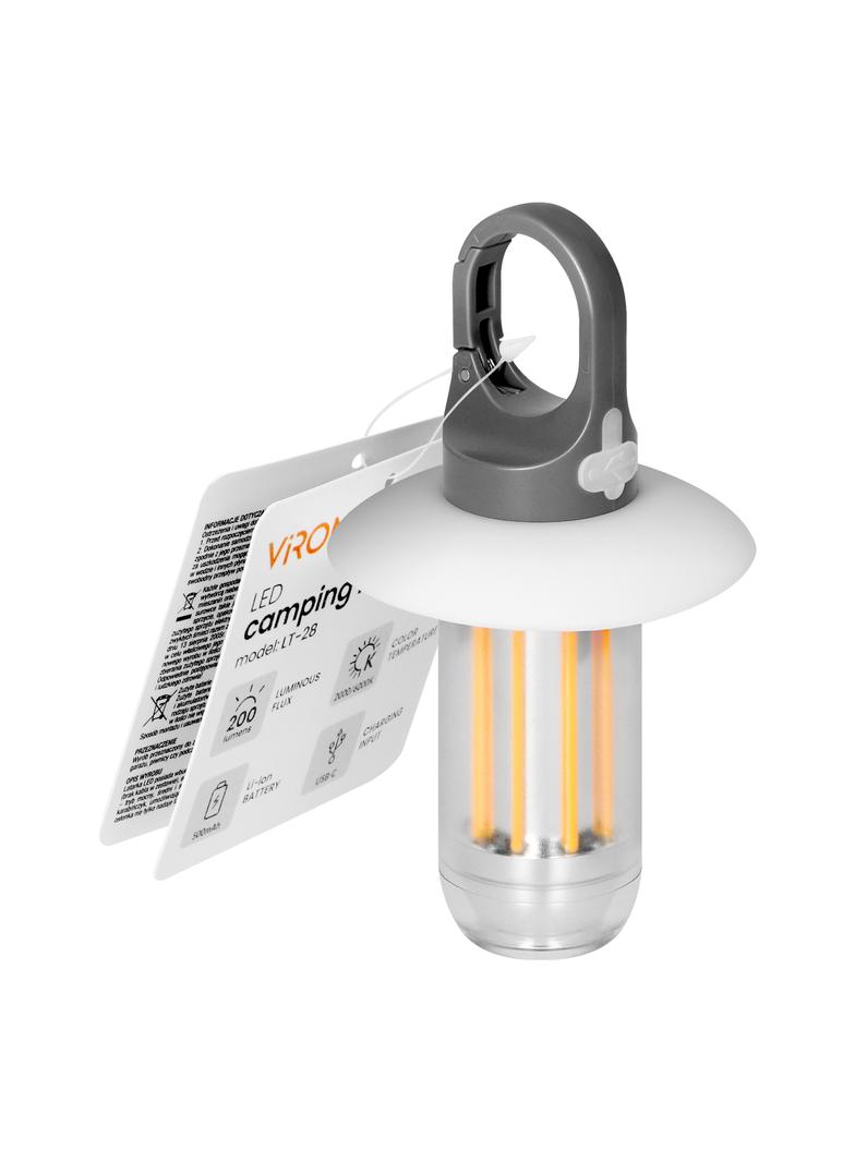 Latarka kempingowa LED, 200lm+120lm, 500mAh, 2000K/6000K, karabińczyk, osłonka