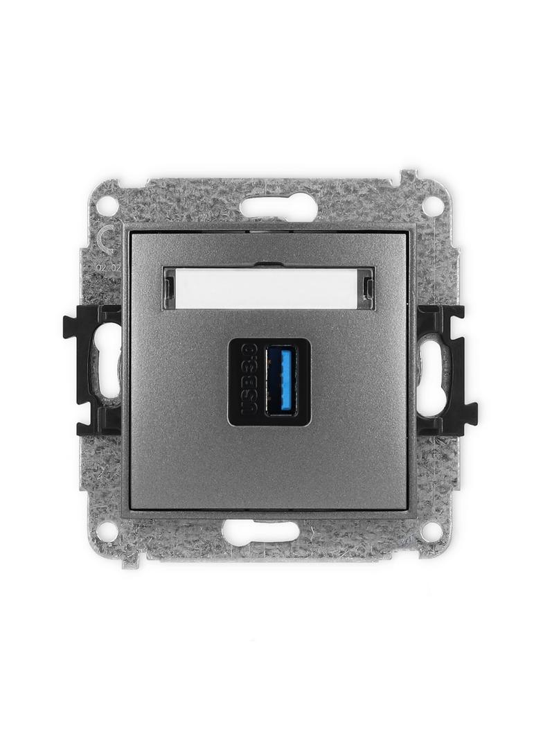 MINI Mechamizm gniazda pojedynczego USB A-A 3.0 grafitowy