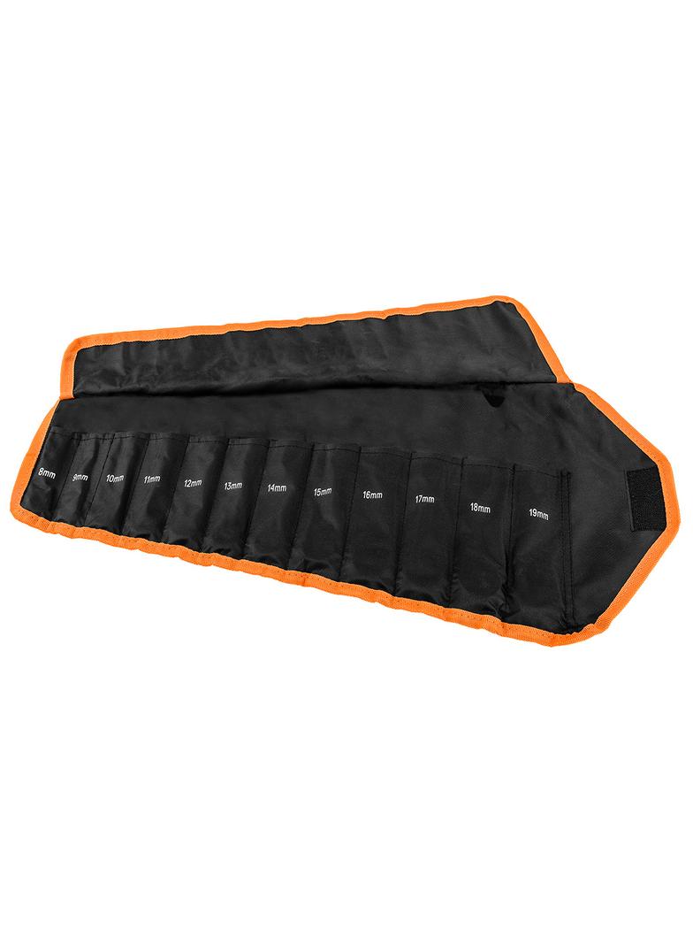 Klucze płasko oczkowe z grzechotką i przełącznikiem, zestaw 12 szt., 8 - 19 mm, miękkie etui