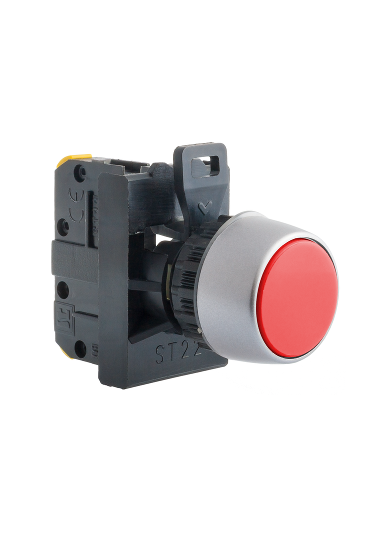 PRZYCISK KRYTY CZERWONY 2 ROZ PIERŚCIEŃ CZARNY