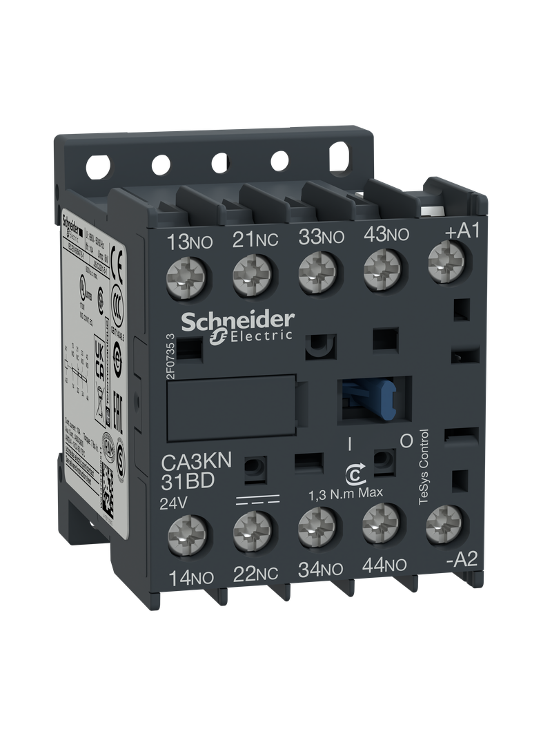 Miniaturowy stycznik pomocniczy, TeSys K, 3NO 1NC, cewka 12VDC, zaciski skrzynkowe