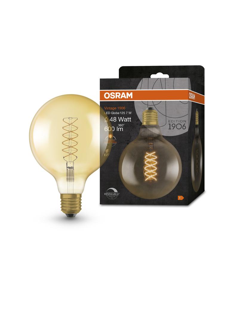 Lampa LED Vintage 1906 GOLD 125 dim 4,8W/822 szkło przezroczyste E27