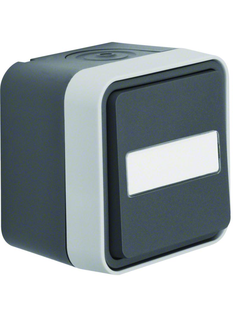 BERKER W.1 Łącznik uniwersalny z podświetlanym polem opisowym kompletny IP55 szary 30763555 HAGER