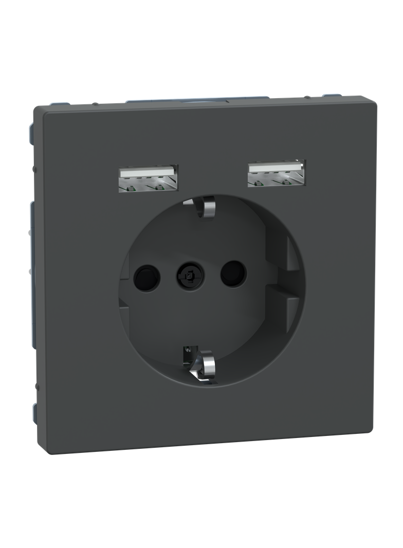 Merten, ładowarka USB i gniazdo schuko, 2,4A 16A, antracyt MTN2366-6034