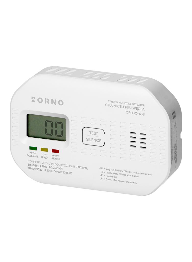 Bateryjny czujnik tlenku węgla (czadu), 2xAA, żywotność sensora 10 lat