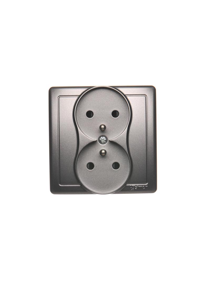 Simon Basic Gniazdo wtyczkowe z uziemieniem podwójne monoblok z przesłonami torów prądowych 16A 250V zaciski śrubowe stal inox *Kompletne - nie do ramek BMGZ2Z/21 BMGZ2z/21 KONTAKT