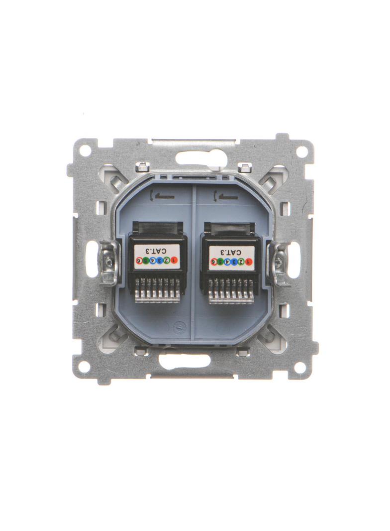 Simon 55 Gniazdo telefoniczne podwójne RJ12 Aluminium mat TF2.01/143 KONTAKT
