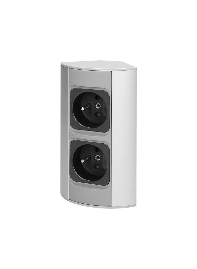 Gniazdo meblowe bez wyłącznika, 2x2P+Z, srebrne OR-AE-1303/G ORNO