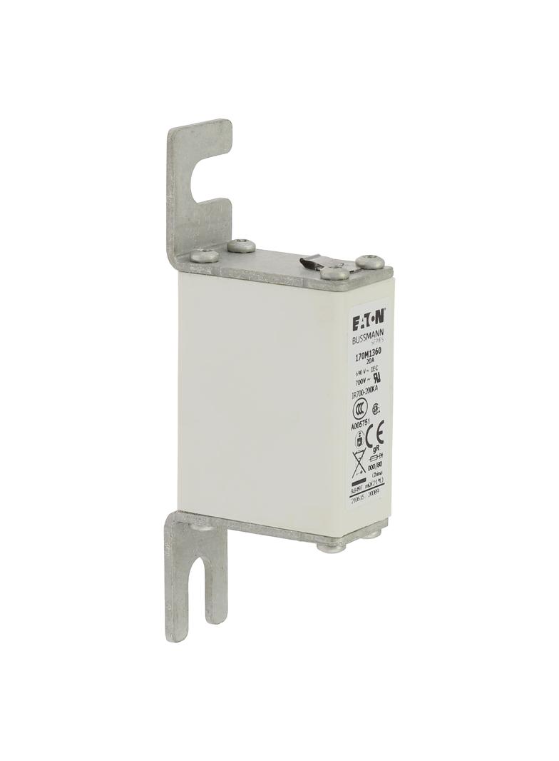 20A 690V IEC gR 000/80 SQ.BODY IND. FUSE Wkładka szybka 20A AC 690V DIN 000 21x40x100 mm, 170M1360 E