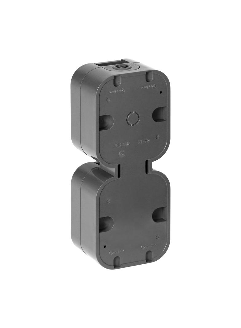Gniazdo podwójne natynkowe 2x2P+Z, bryzgoszczelne z klapką, pionowe B2, IP54, NT-6B2/P, szary OR-OE-7806/V/G ORNO