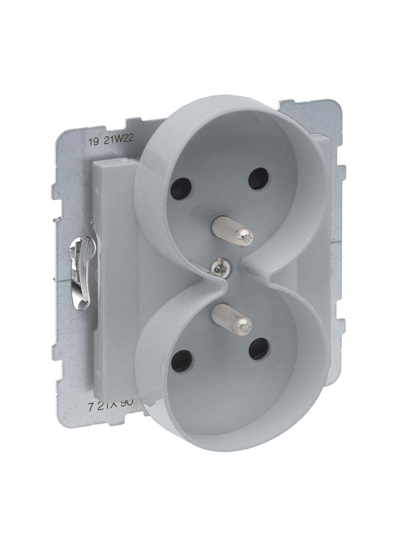 Suno Gniazdo Podwójne Z Uziemieniem 2x2P+Z Z Przesłoną 16A 250 V Zaciski Automatyczne Możliwość Montażu W Ramkach Wielkorotnych Aluminium 721390 LEGRAND
