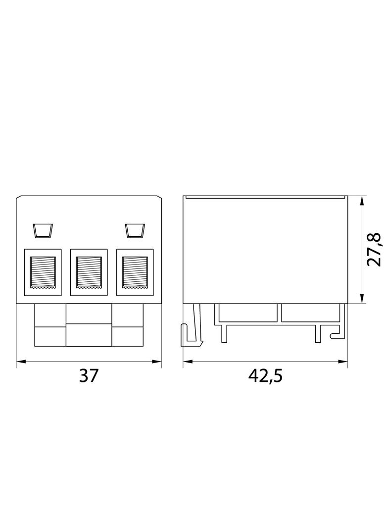 Złączka przelotowa gwintowana na szynę AL/CU 75A 3x(1,5-16)mm2 WLZ35/3x16/s szara 48.317 OPATÓWEK