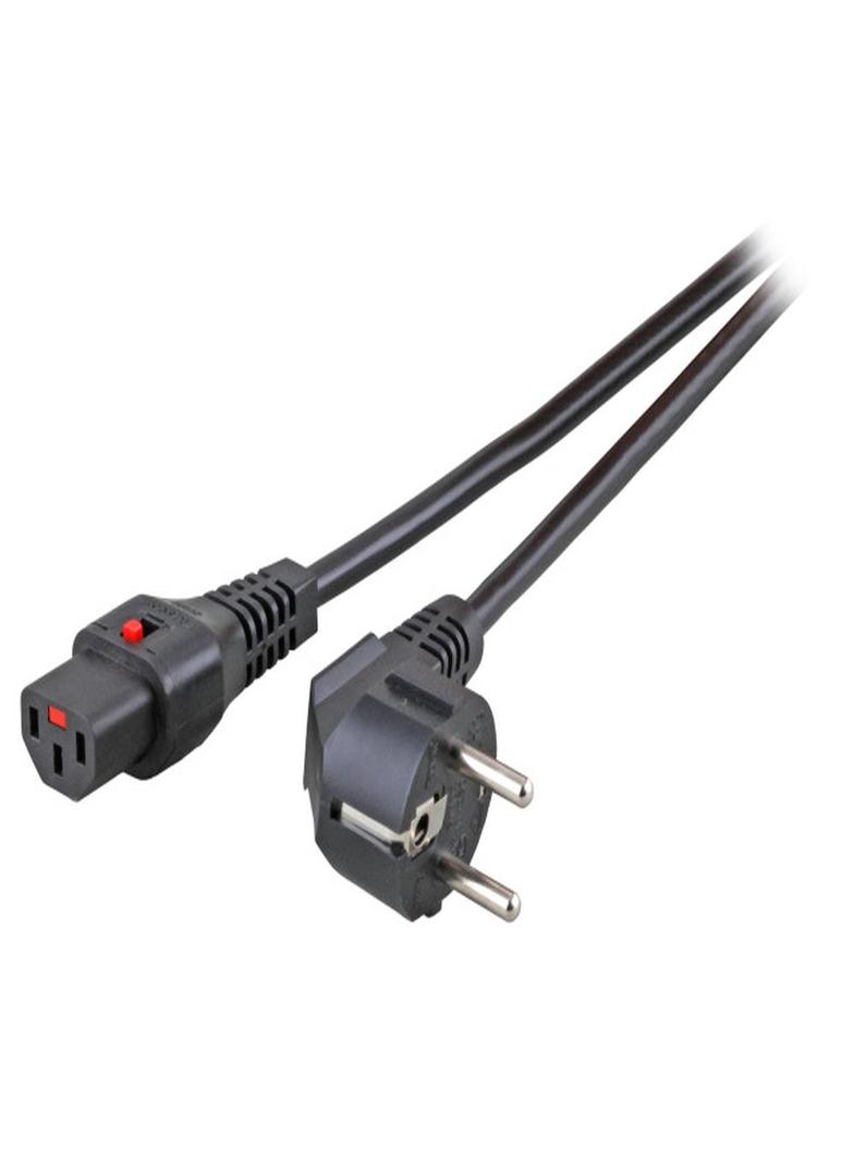Kabel zasilający Schuko - C13 czarny 1m z blokadą