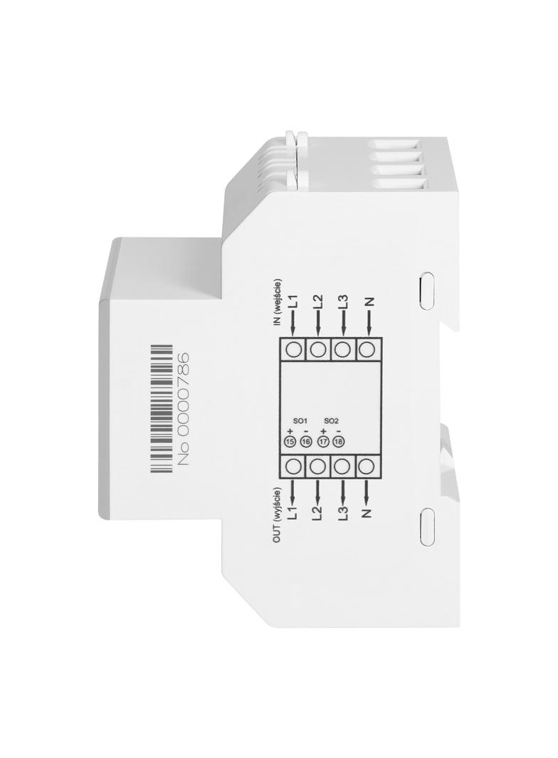 3-fazowy licznik energii elektrycznej, 100A, MID, 4 moduły, DIN TH-35mm