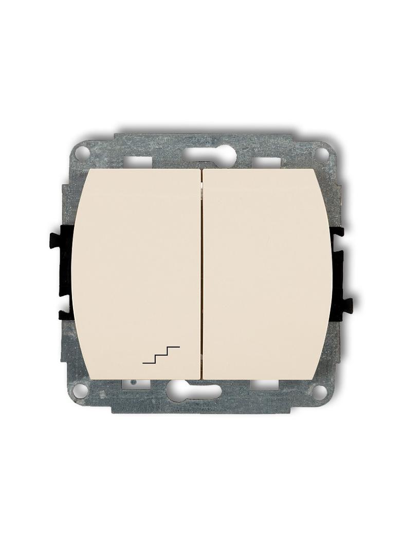 TREND Mechanizm łącznika jednobiegunowego ze schodowym podświetlanego (wspólne zasilanie) beżowy