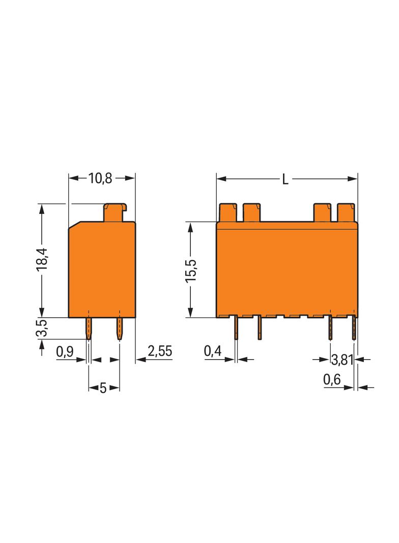 blok zaciskowy do płytek drukowanych 4-bieg. pomarańczowy raster 3,81 mm