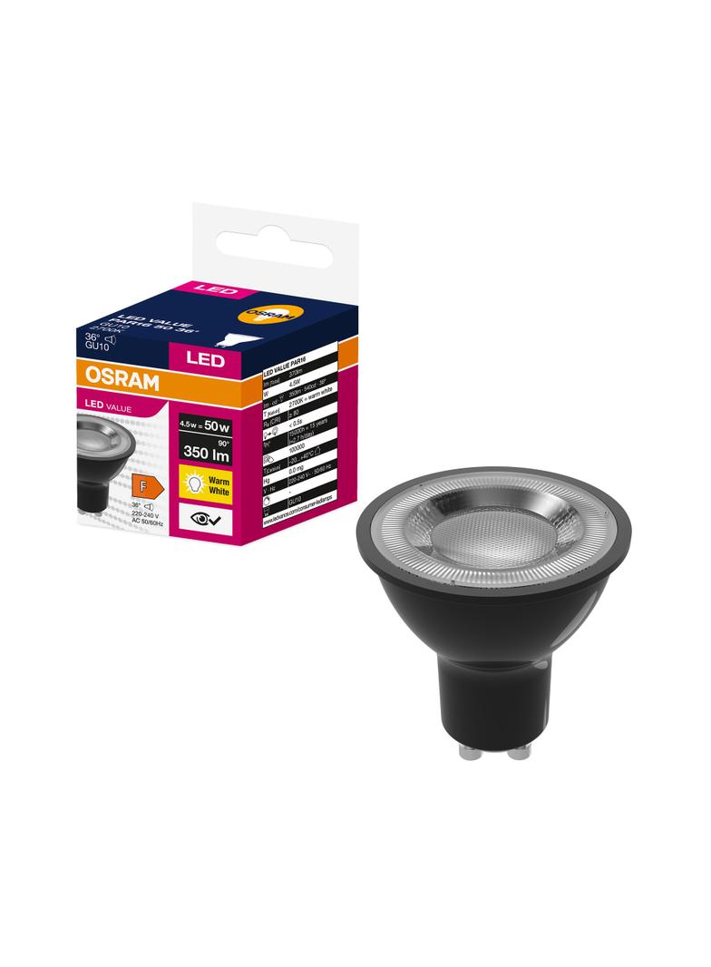 LED VALUE PAR16 50 36 4,5W 827 230V GU10 BK LEDVANCE