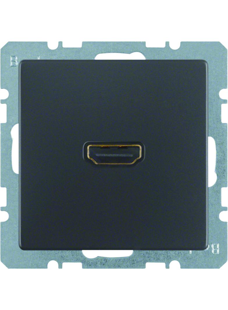 BERKER Q.x Gniazdo HDMI z przyłączem 90st antracyt aksamit lakierowana 3315436086 HAGER