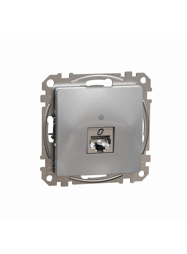 Sedna Design & Elements, gniazdo komputerowe RJ45 kat.6 STP, srebrne aluminium