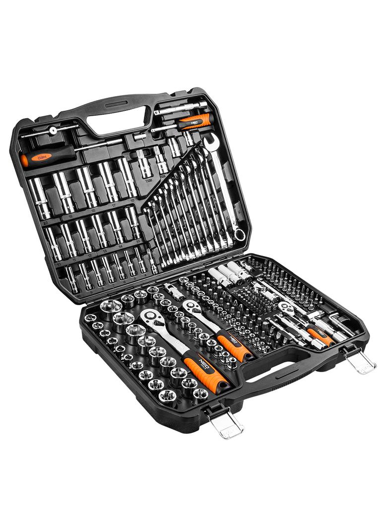 Klucze nasadowe 1/2", 3/8", 1/4", zestaw 219 szt., CrV