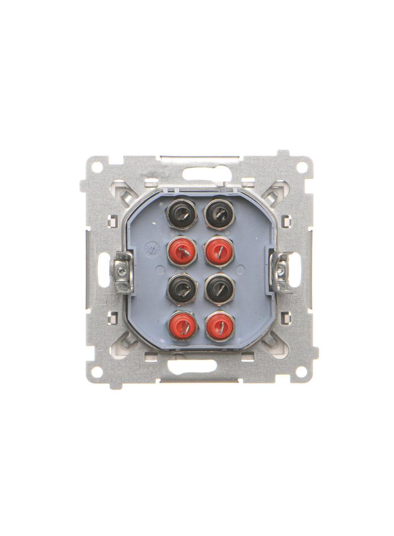 Simon 55 Gniazdo głośnikowe poczwórne 4-krotne Przekrój przewodów dla wejścia i wyjścia 2,5 mm2 Aluminium mat TGL4.01/143 KONTAKT