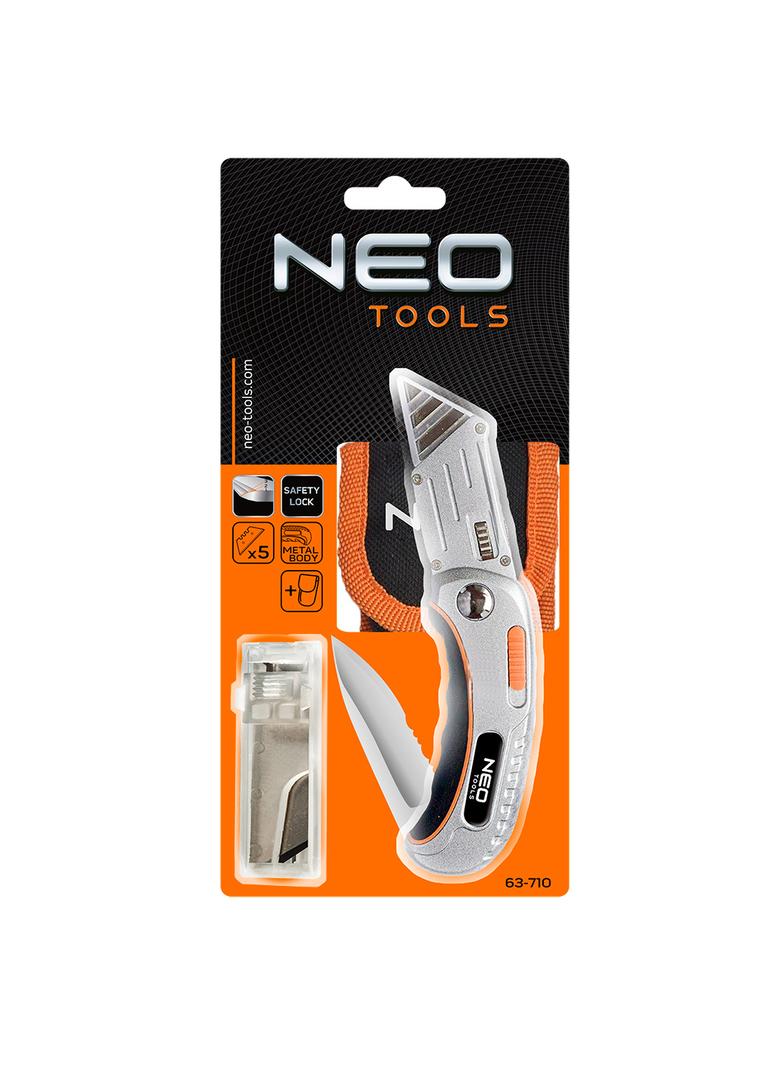 Nóż uniwersalny składany, ostrze trapezowe + nóż, nylonowe etui + 5 ostrzy Neo