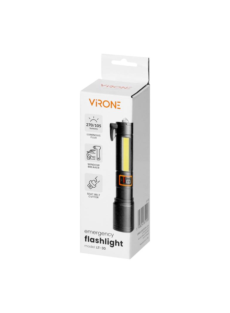 Latarka LED, 270/105lm, 1200mAh, przecinak do pasów, młotek bezpieczeństwa LT-30 ORNO