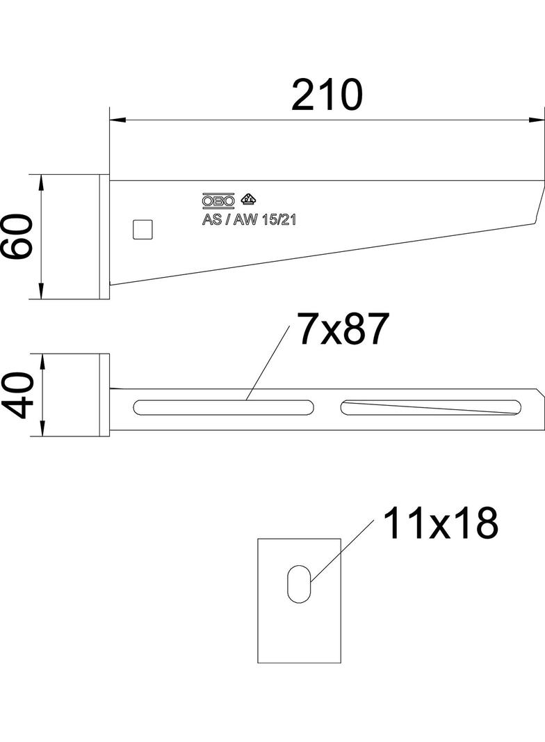 AW 15/21, WSPORNIK ŚCIENNY 210MM VA-4301
