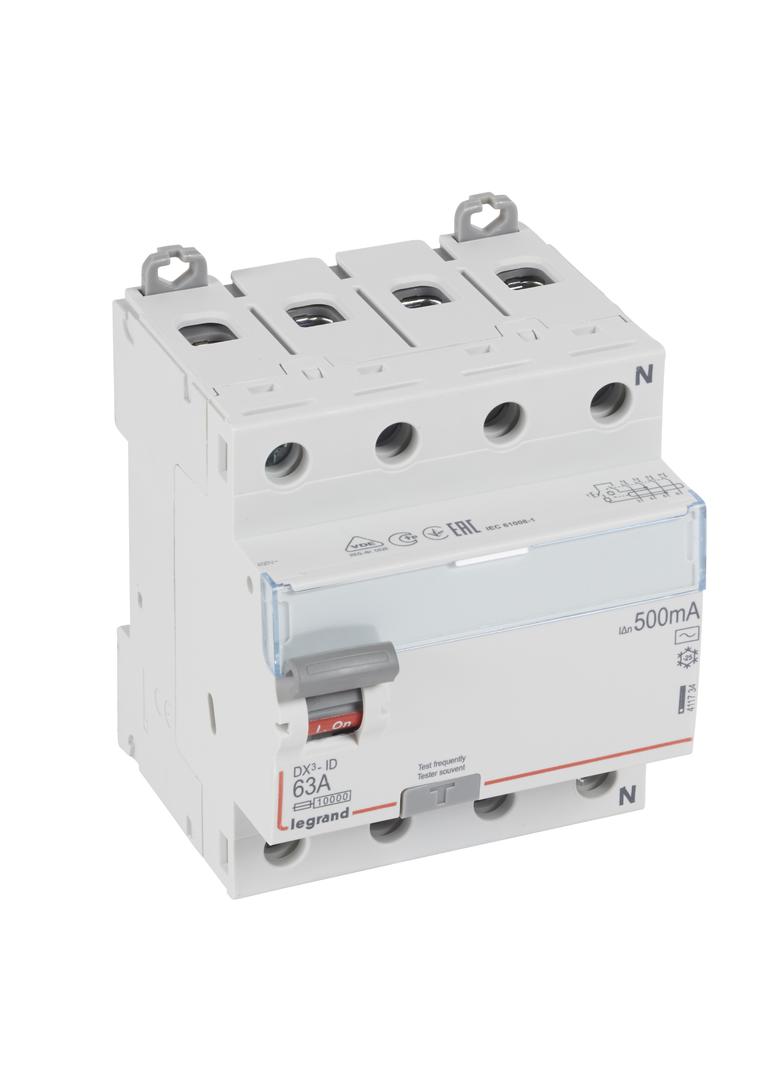 WYŁĄCZNIK RÓŻNICOWOPRĄDOWY P 304 4P 63A 500MA TYP AC SERII DX3, Legrand